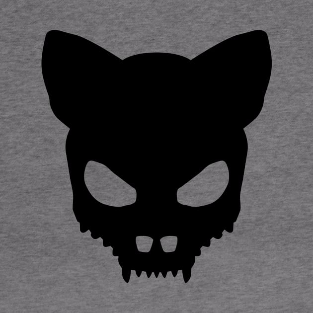 Devil Cat's Skull In Black by sleepingdogprod